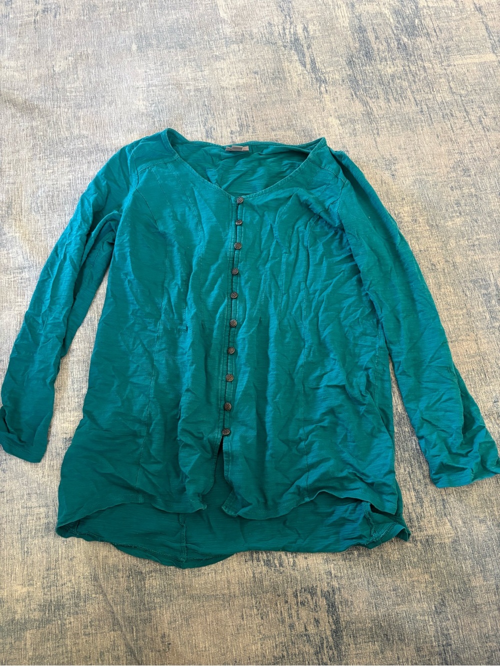 J. Jill Teal Button-Front Lightweight Long Sleeve Shirt
